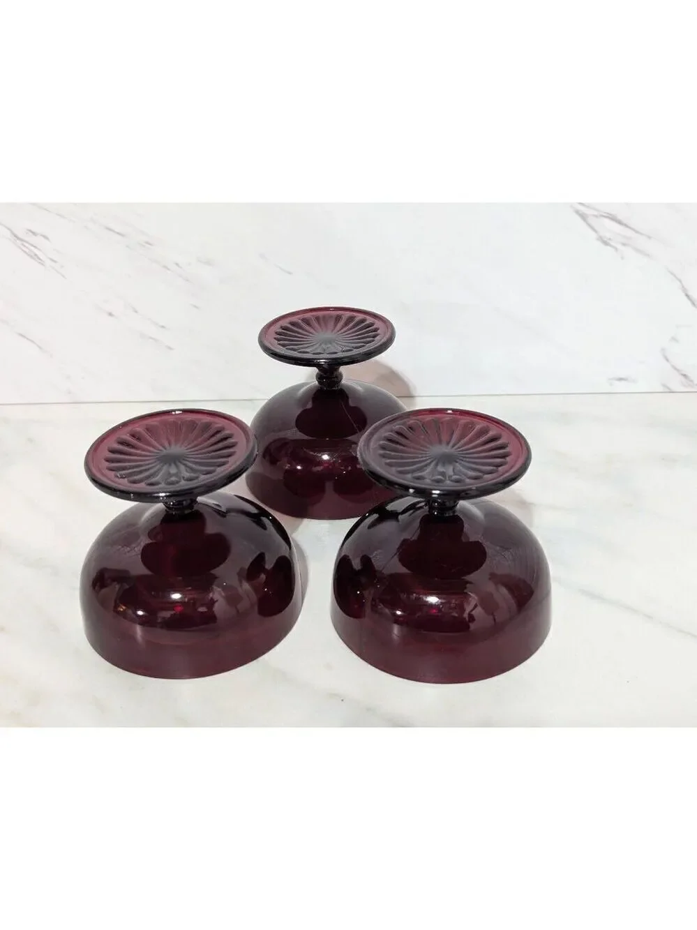 Vintage Royal Ruby Anchor Hocking Sherbet Glasses 3-Pieces